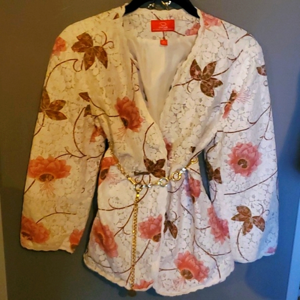 Oscar De La Renta Jacket. Floral And Lace. Size 12. Worn Once.